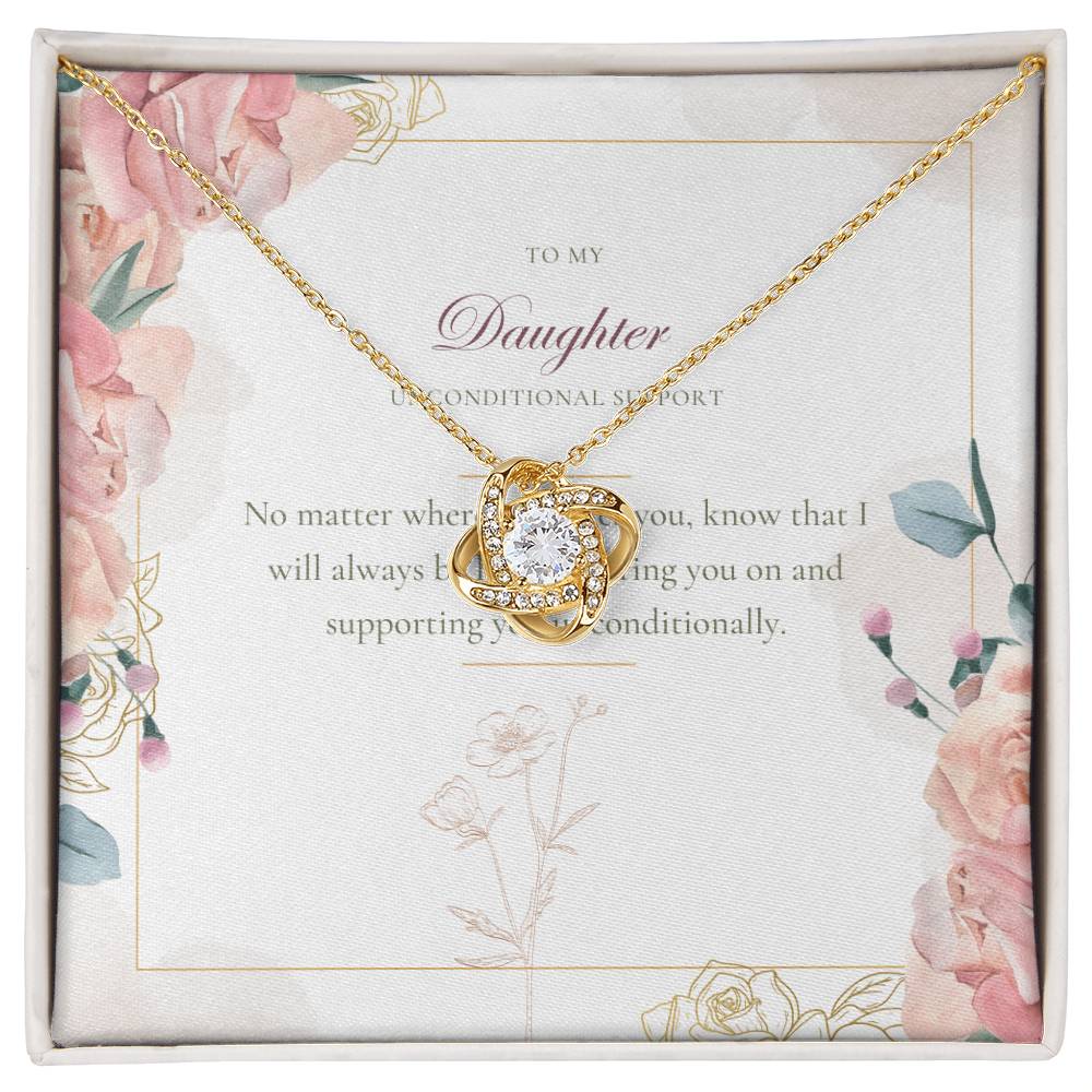 To My Daughter – Unconditional Support Necklace: Always Here, Always Cheering You On, A Gift of Love and Strength