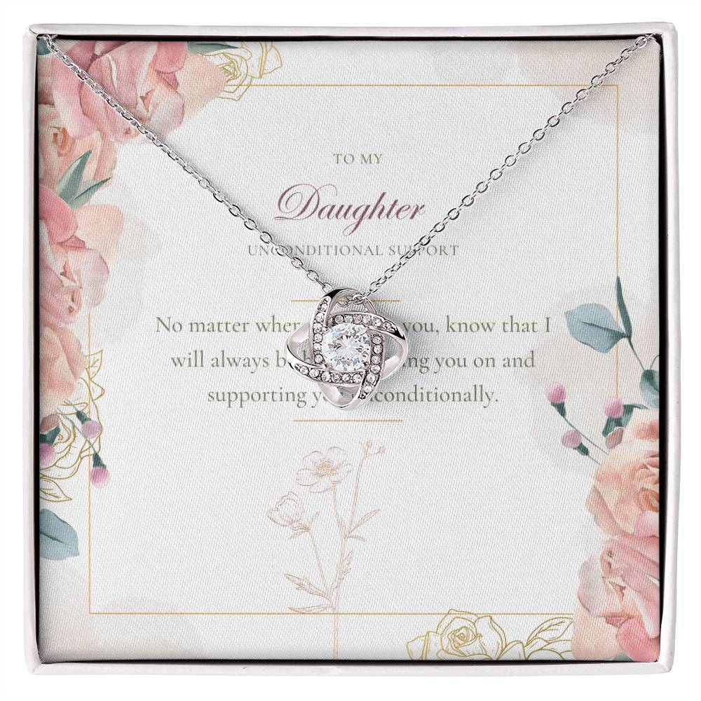 To My Daughter – Unconditional Support Necklace: Always Here, Always Cheering You On, A Gift of Love and Strength
