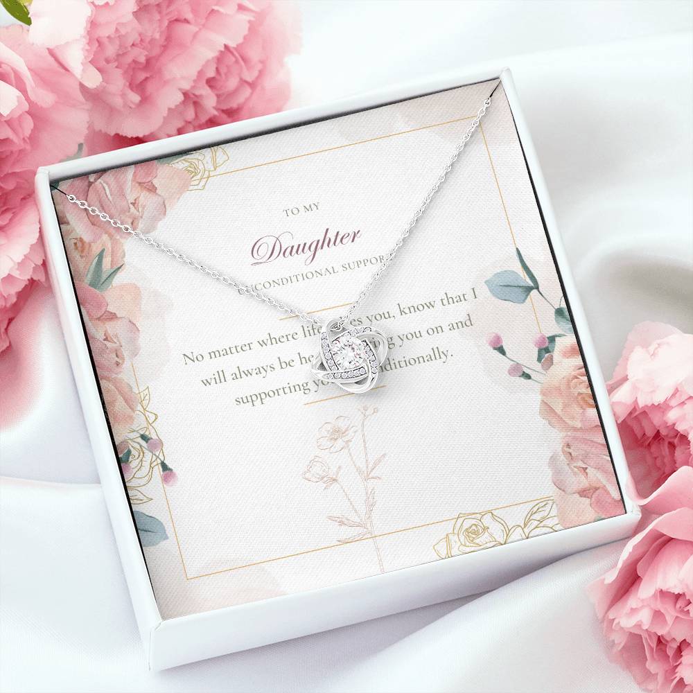 To My Daughter – Unconditional Support Necklace: Always Here, Always Cheering You On, A Gift of Love and Strength