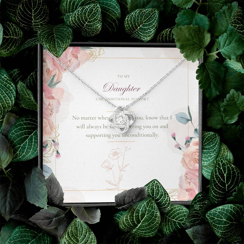 To My Daughter – Unconditional Support Necklace: Always Here, Always Cheering You On, A Gift of Love and Strength