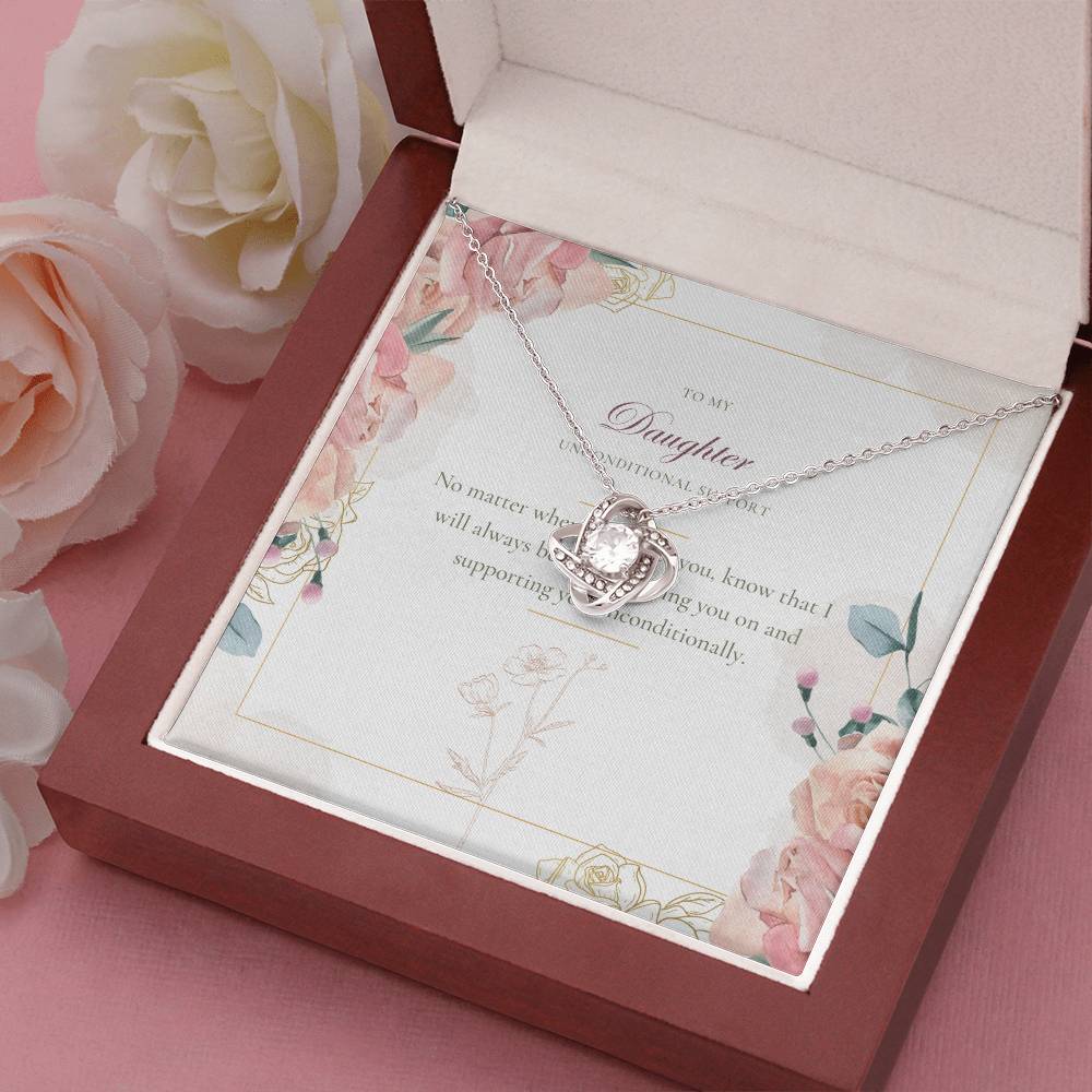 To My Daughter – Unconditional Support Necklace: Always Here, Always Cheering You On, A Gift of Love and Strength