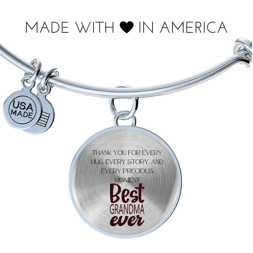 Grandma: Thank You for Every Hug, Every Story, Every Precious Moment Bracelet - A Gift to Grandma-Deep Brown
