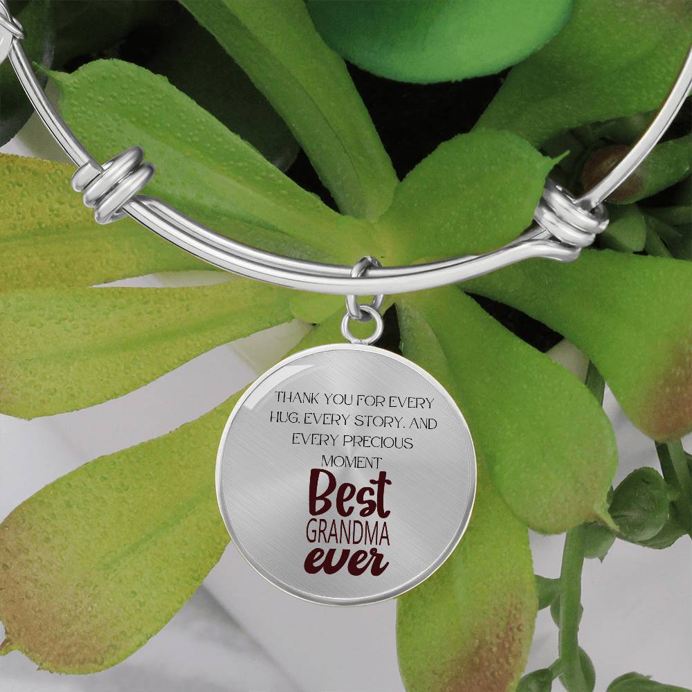 Grandma: Thank You for Every Hug, Every Story, Every Precious Moment Bracelet - A Gift to Grandma-Deep Brown